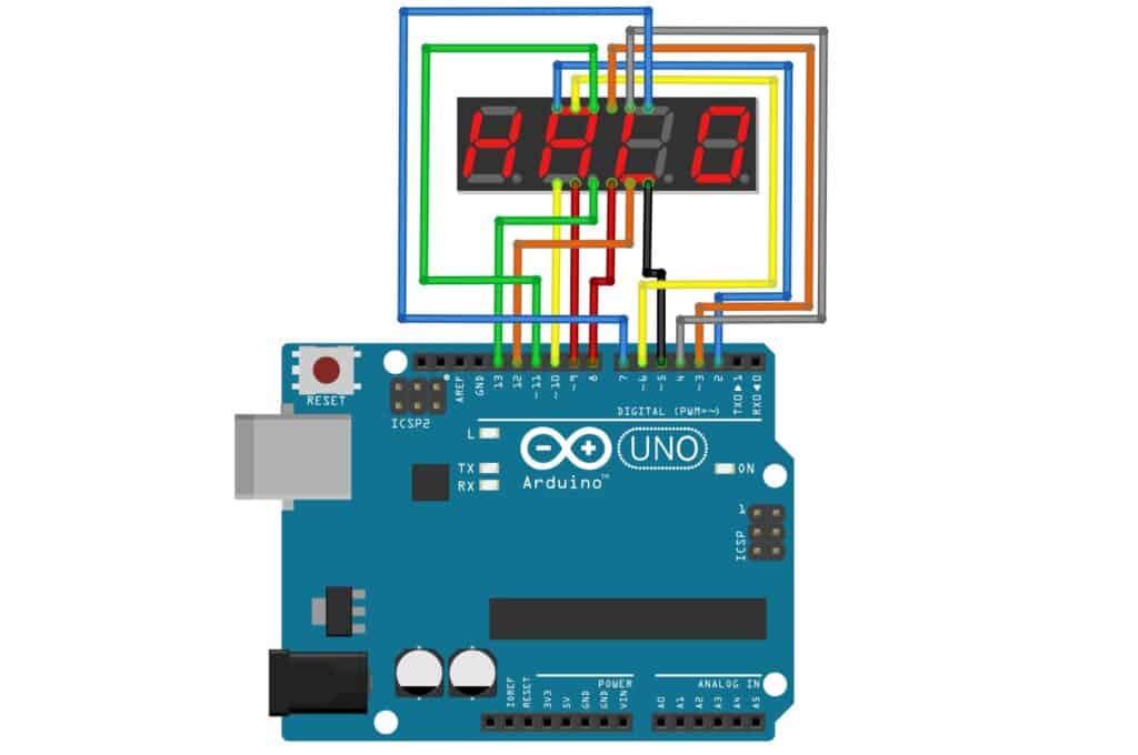 Arduino and 4-digit 7-segment led display connectivity