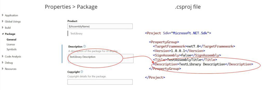 Edit the .csproj file through Properties > Package in Visual Studio
