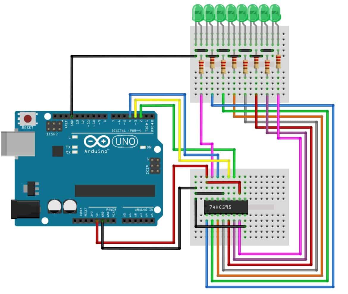 Use 74HC595 Shift Register With Arduino - Software Particles